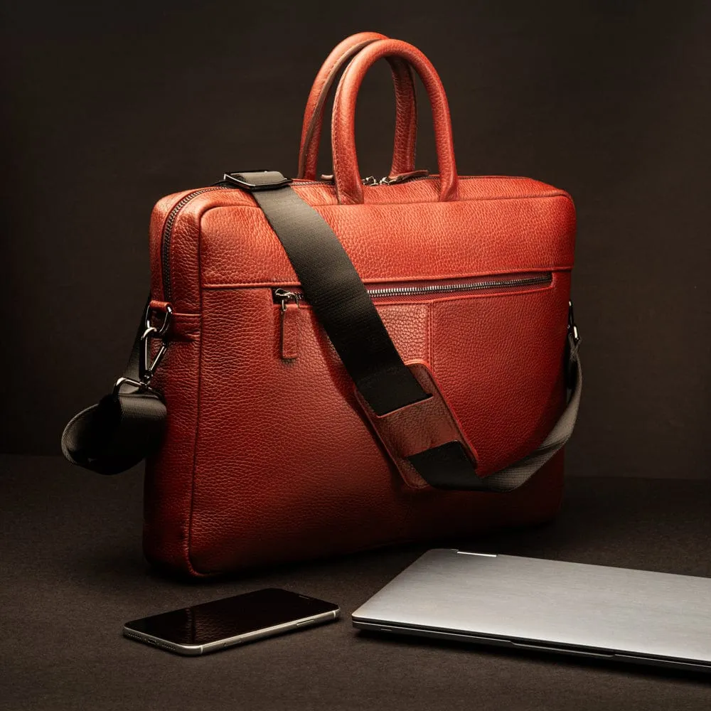 15" Leather Laptop Bag - Burgundy
