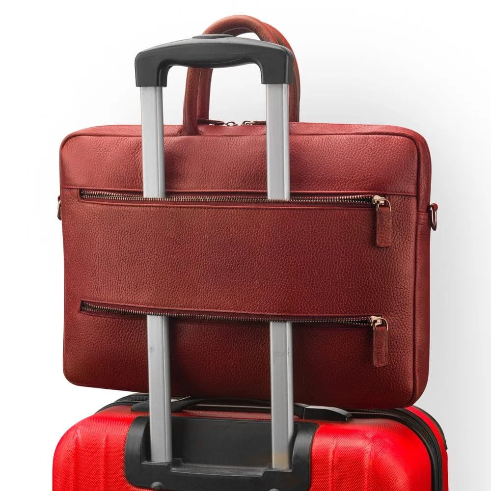 15" Leather Laptop Bag - Burgundy