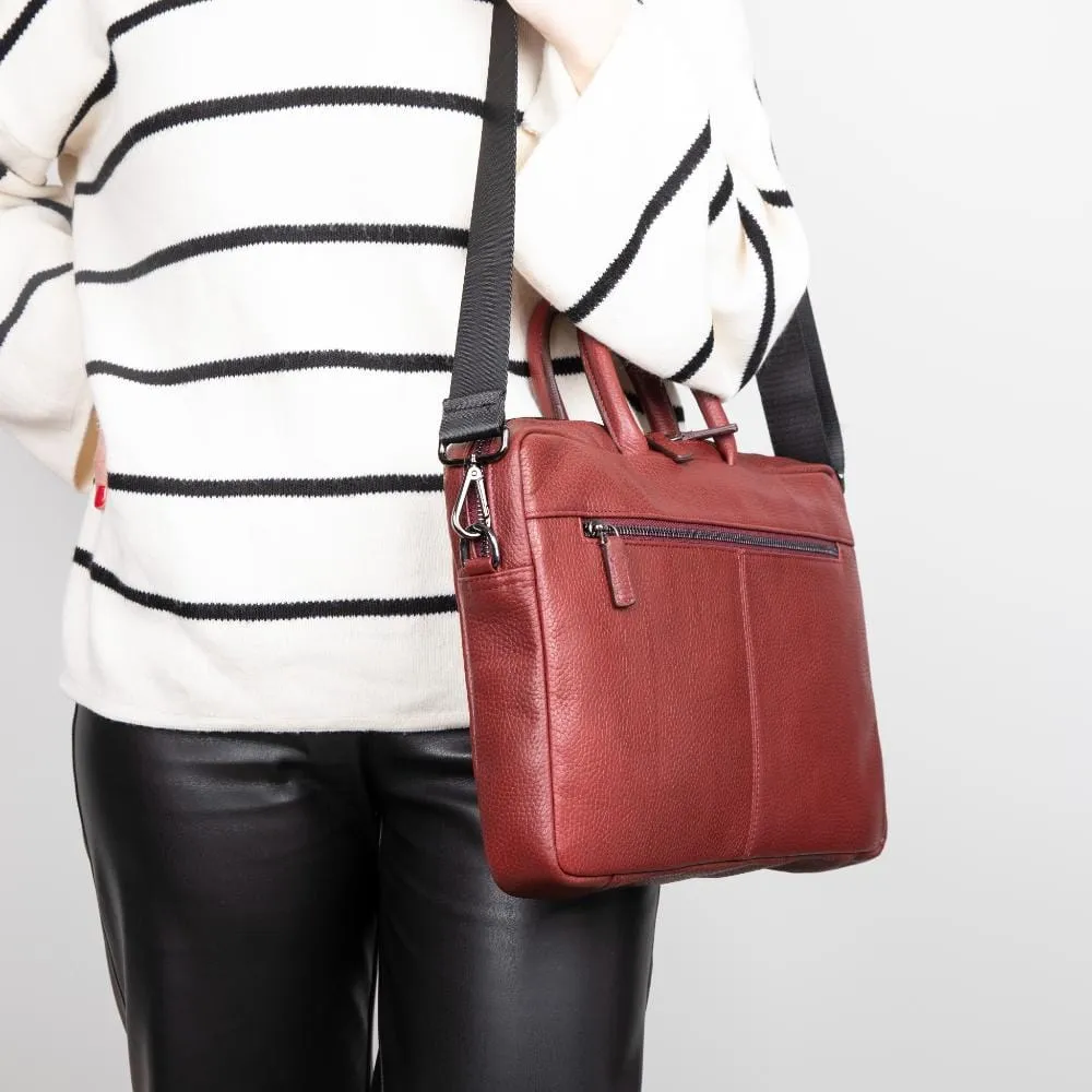 15" Leather Laptop Bag - Burgundy