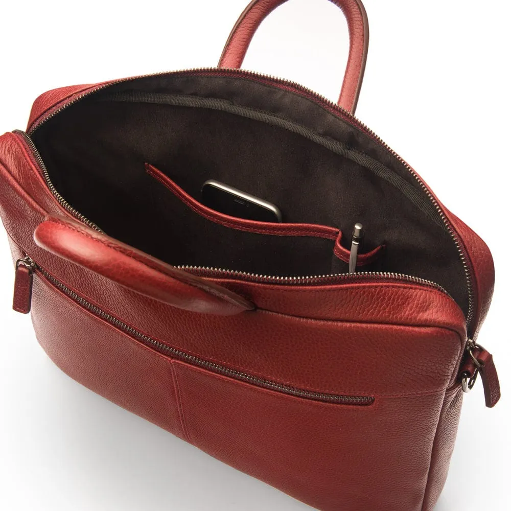 15" Leather Laptop Bag - Burgundy