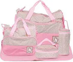 Baby 5 in 1 Baby Diaper bags, Waterproof Travel Bag - PINK