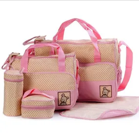 Baby 5 in 1 Baby Diaper bags, Waterproof Travel Bag - PINK
