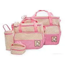 Baby 5 in 1 Baby Diaper bags, Waterproof Travel Bag - PINK
