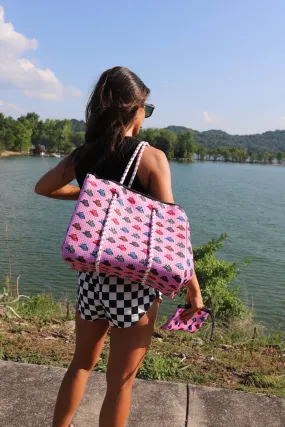 Beach Hand Bag in Black Pink Cowboy Hat