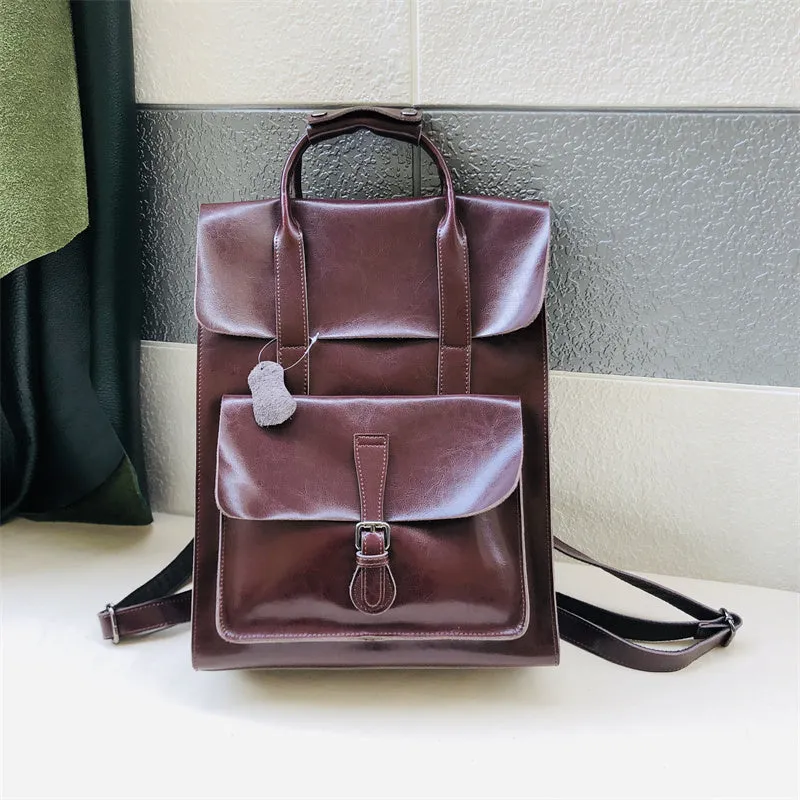 Brown Large Leather Backpack