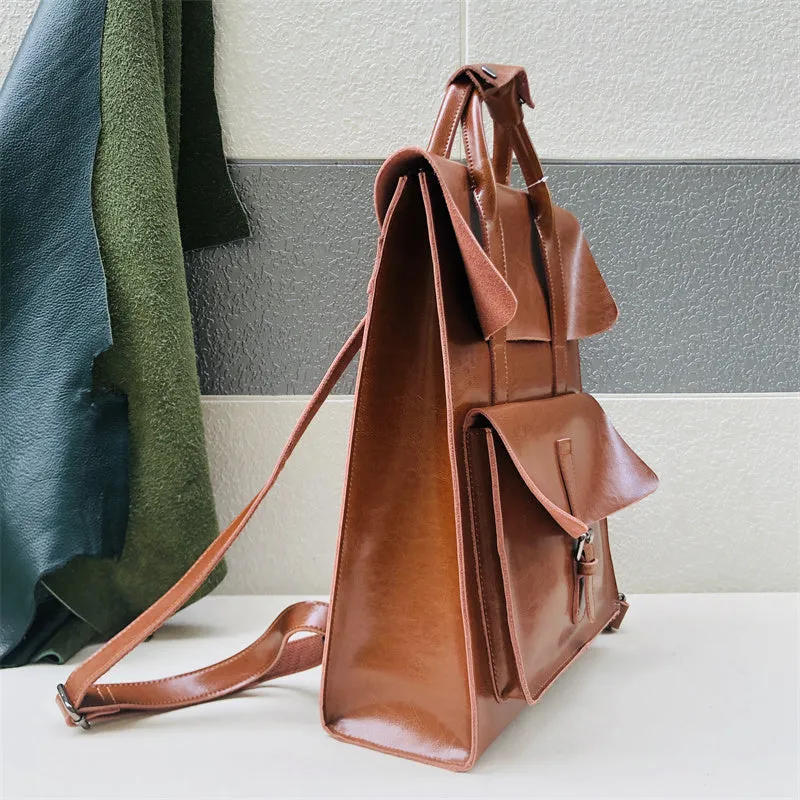 Brown Large Leather Backpack