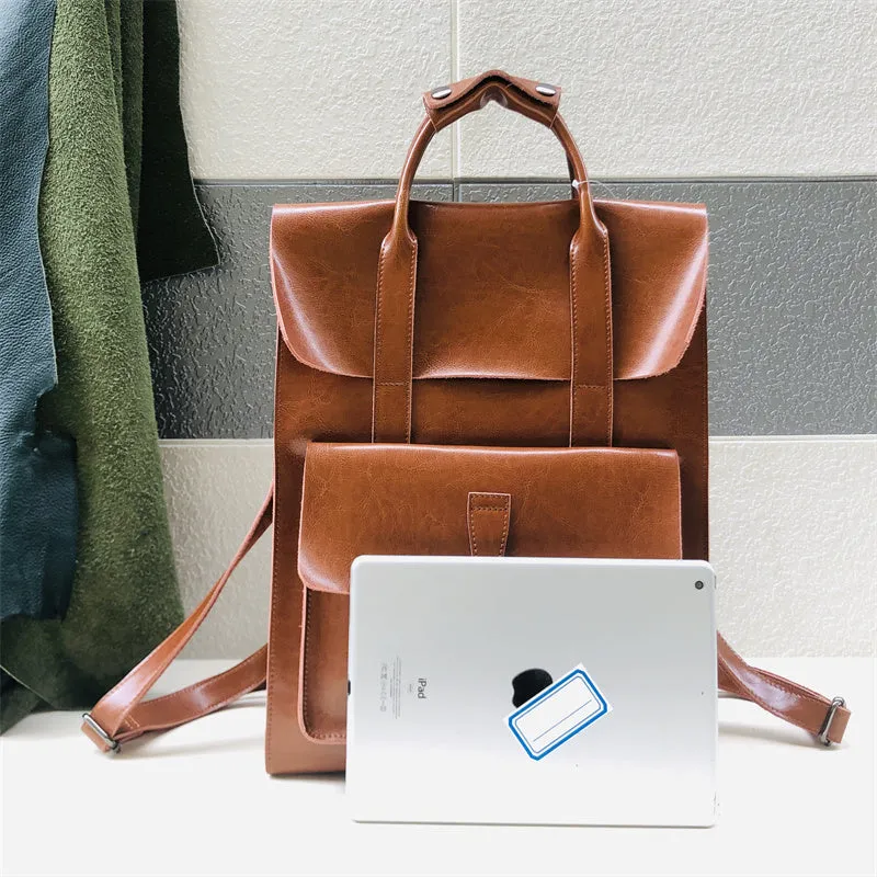 Brown Large Leather Backpack