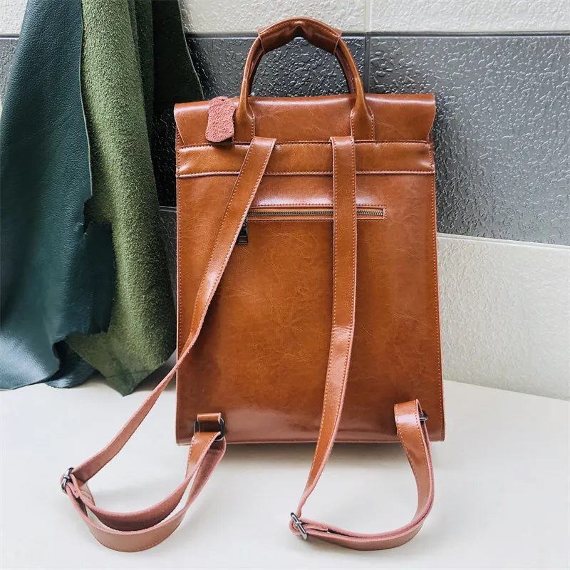Brown Large Leather Backpack