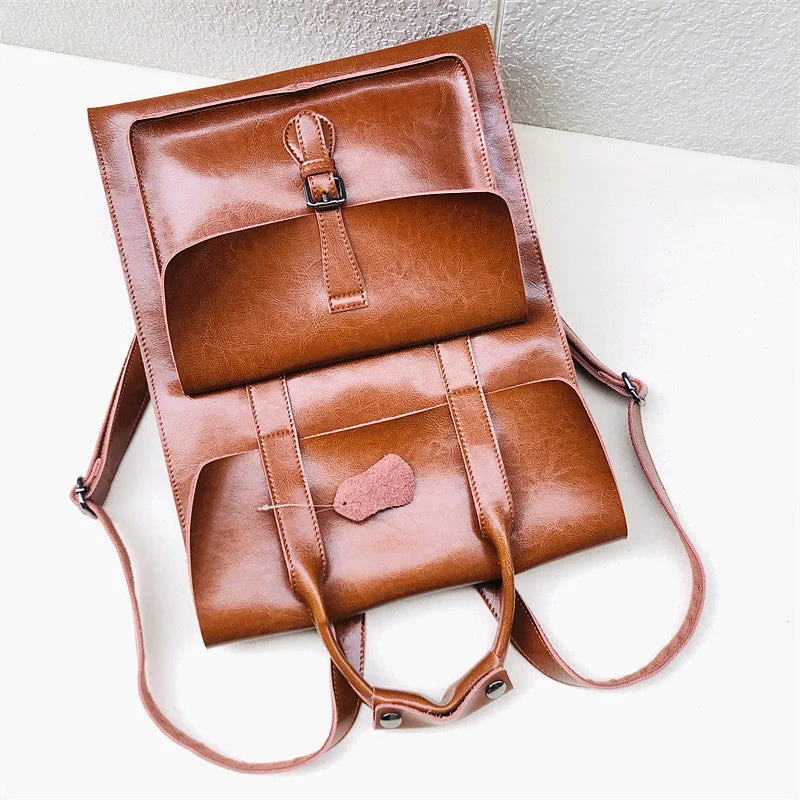 Brown Large Leather Backpack