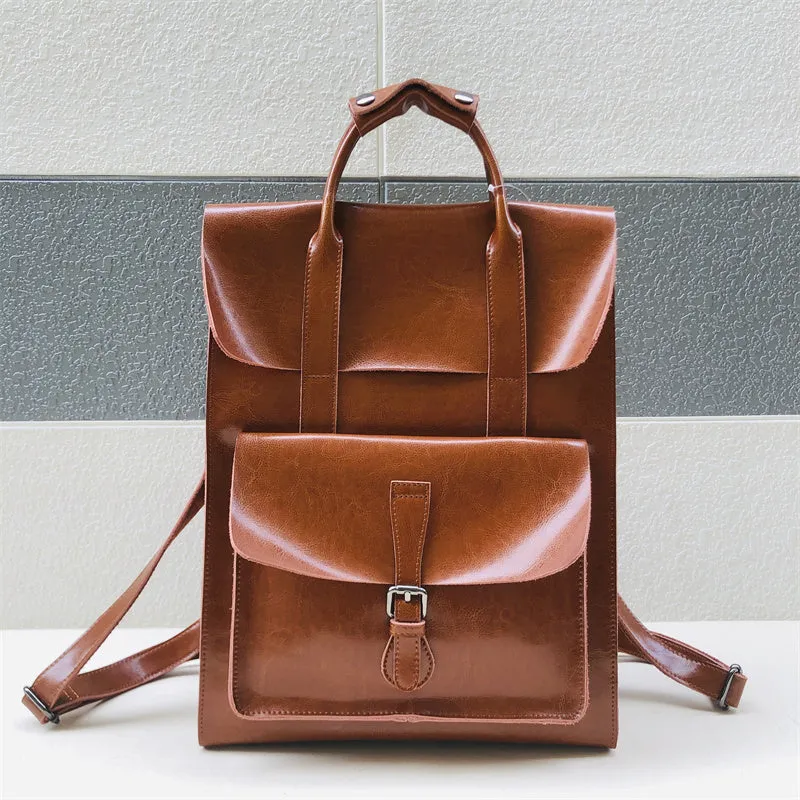Brown Large Leather Backpack