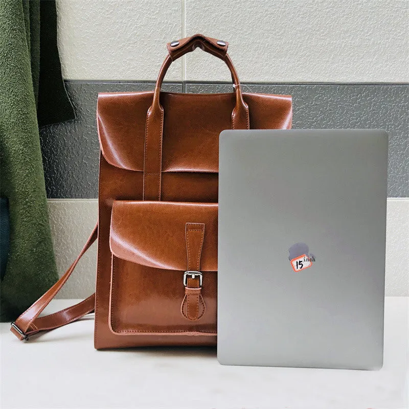 Brown Large Leather Backpack
