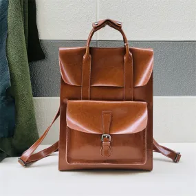 Brown Large Leather Backpack