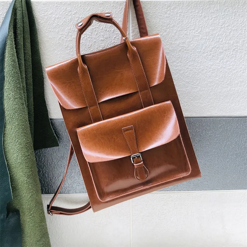 Brown Large Leather Backpack