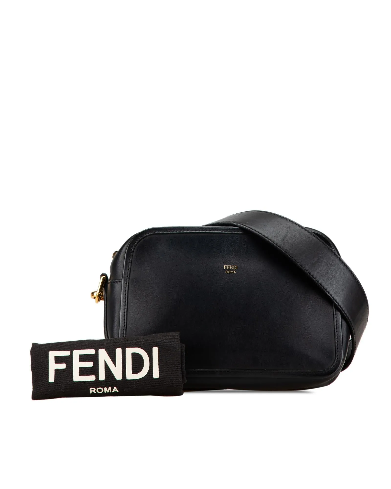 Calfskin Crossbody Camera Bag with Detachable Strap and Interior Pocket