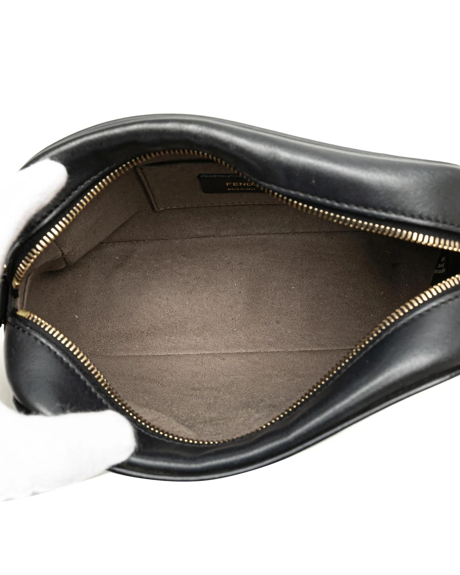 Calfskin Crossbody Camera Bag with Detachable Strap and Interior Pocket