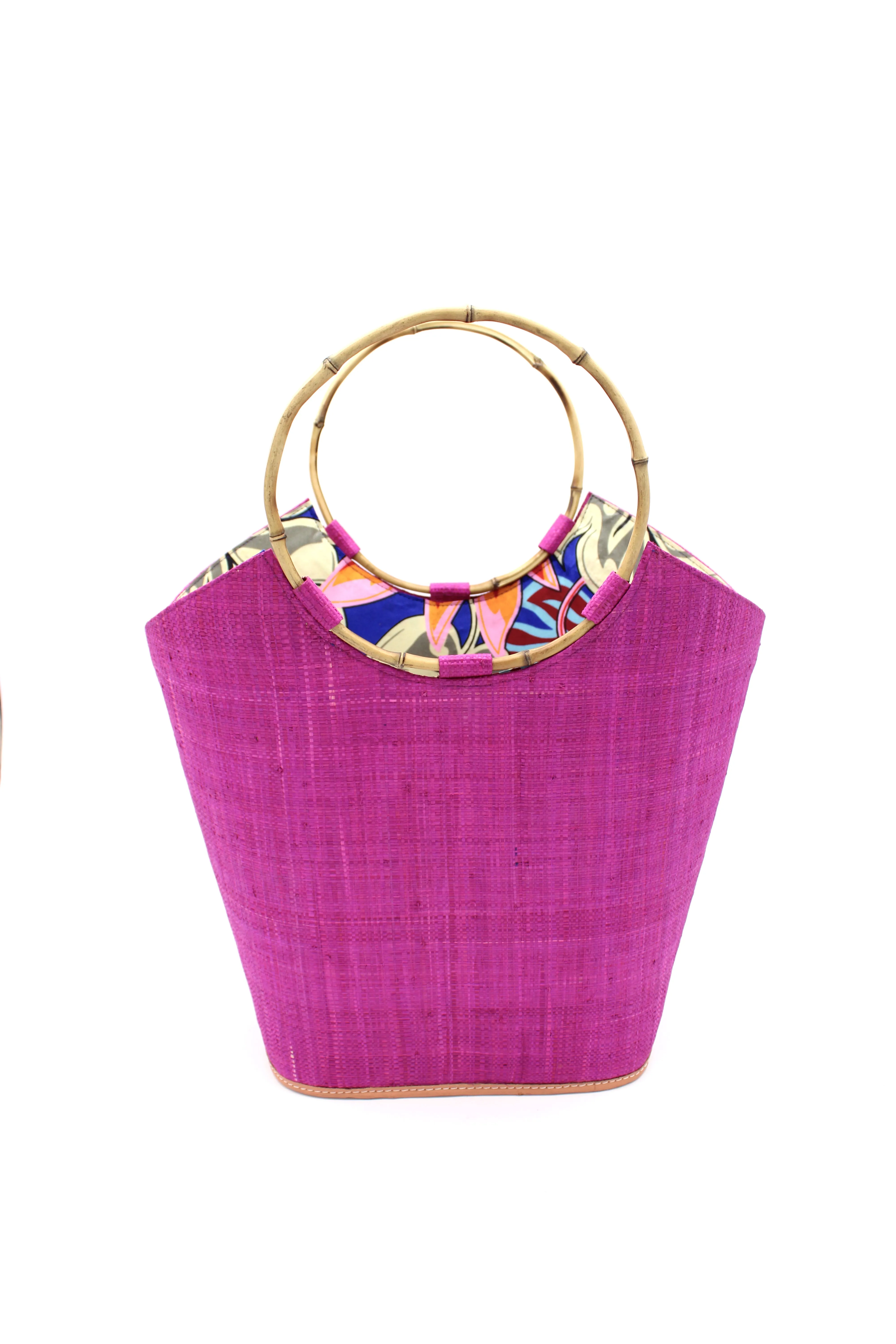 Carmen Straw Bucket Bag with Bamboo Handles