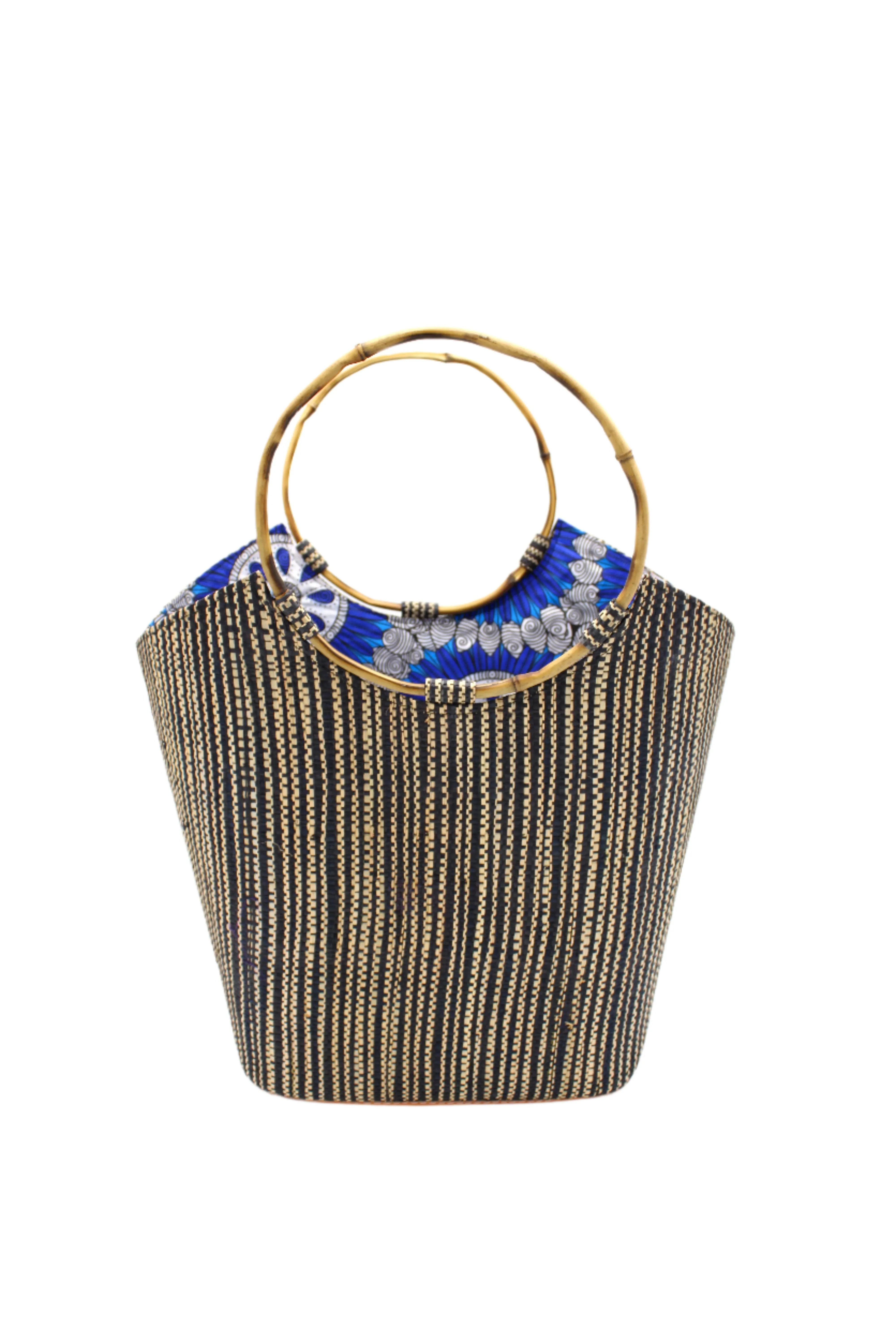 Carmen Straw Bucket Bag with Bamboo Handles