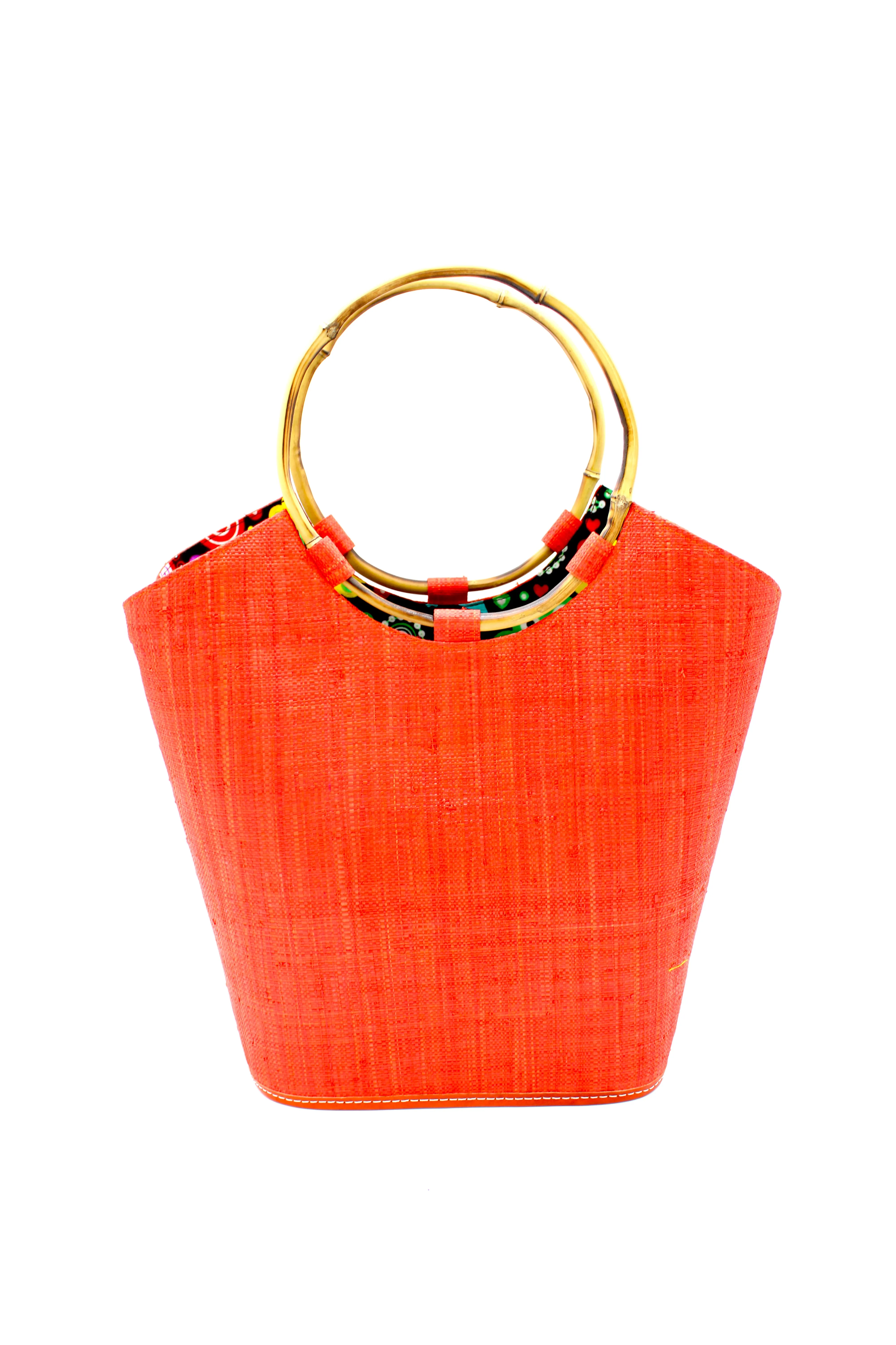 Carmen Straw Bucket Bag with Bamboo Handles