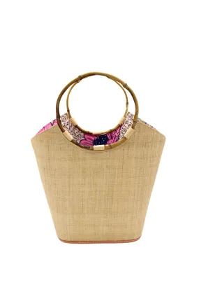 Carmen Straw Bucket Bag with Bamboo Handles