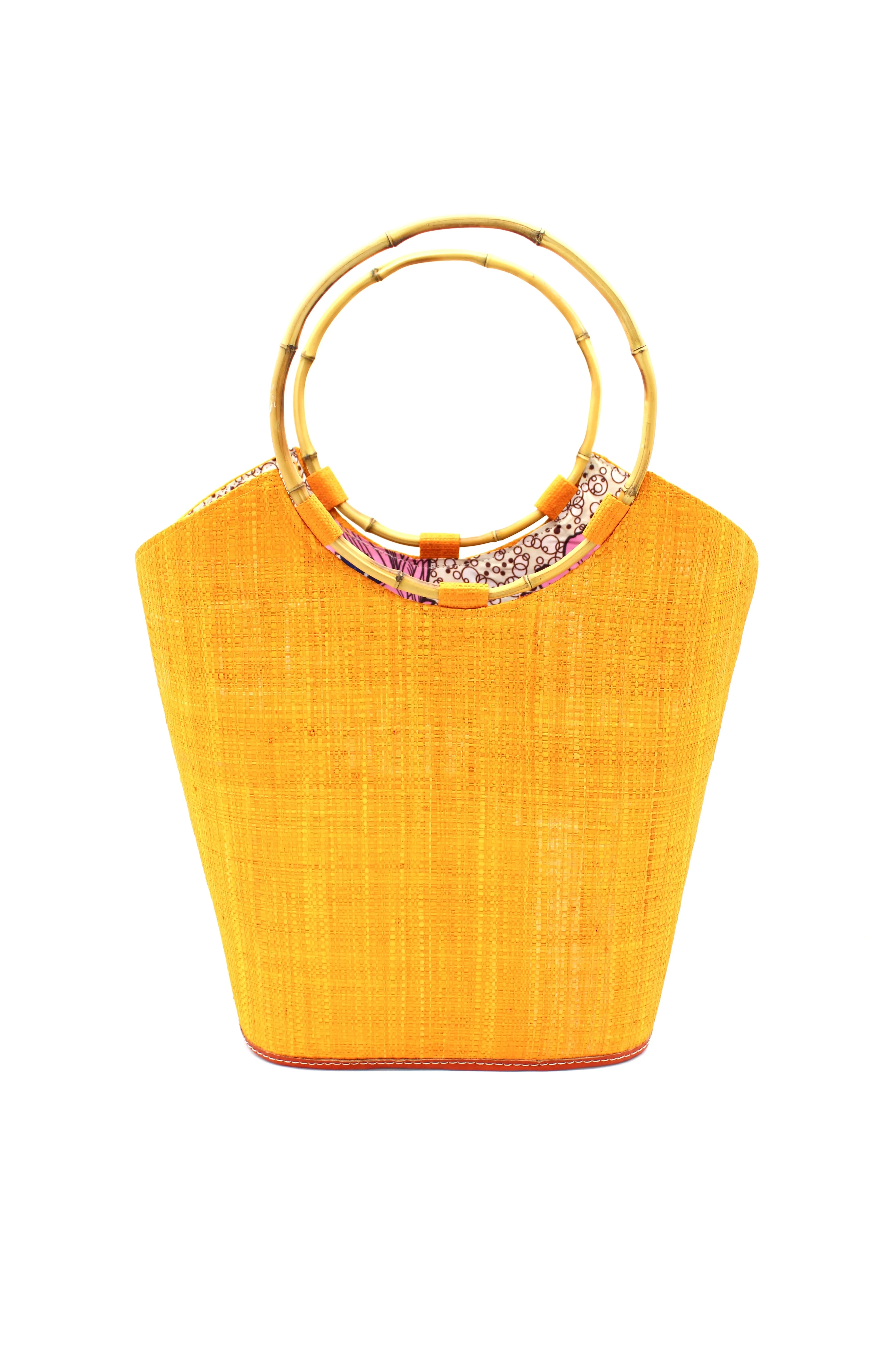 Carmen Straw Bucket Bag with Bamboo Handles