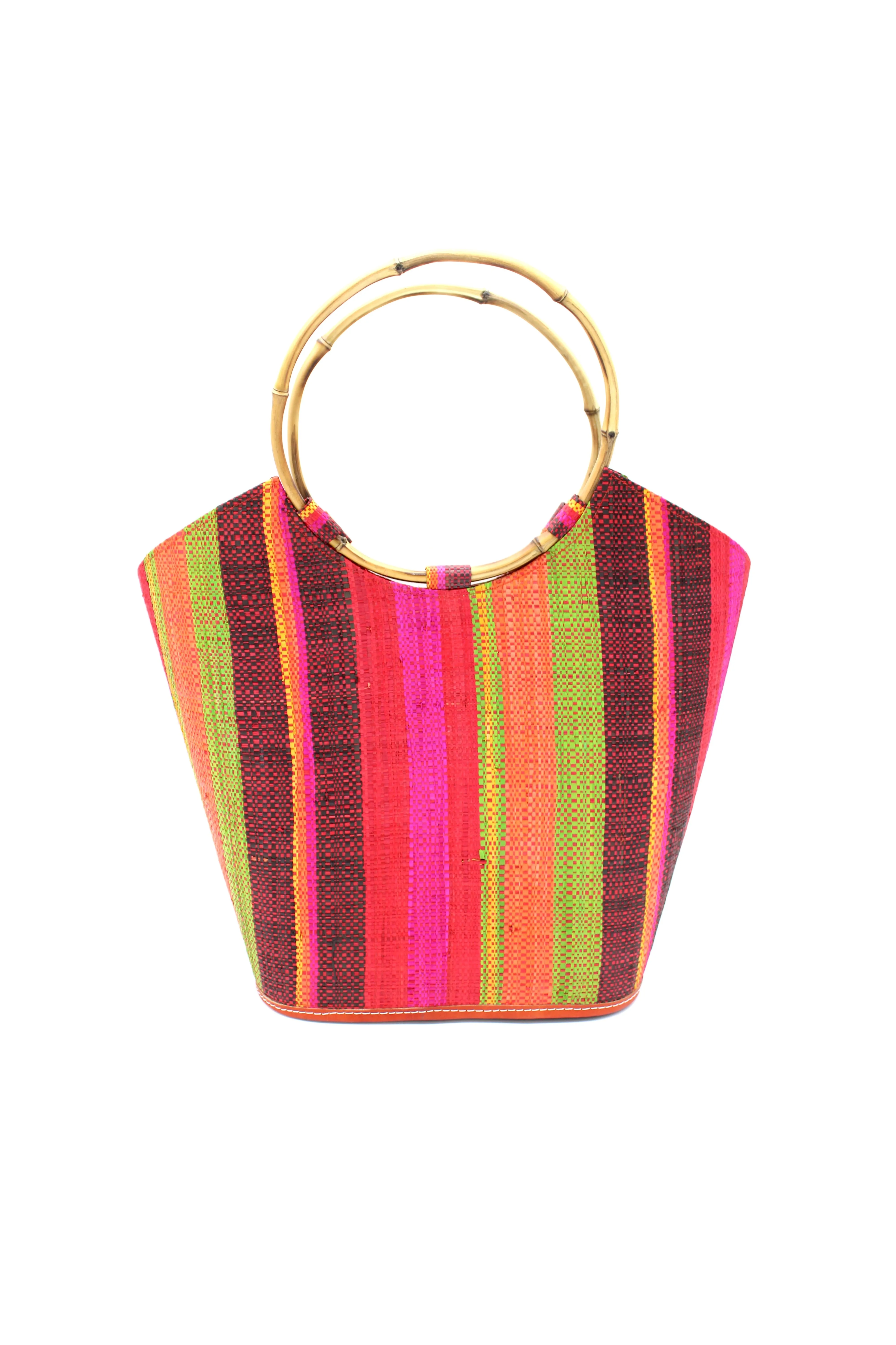 Carmen Straw Bucket Bag with Bamboo Handles