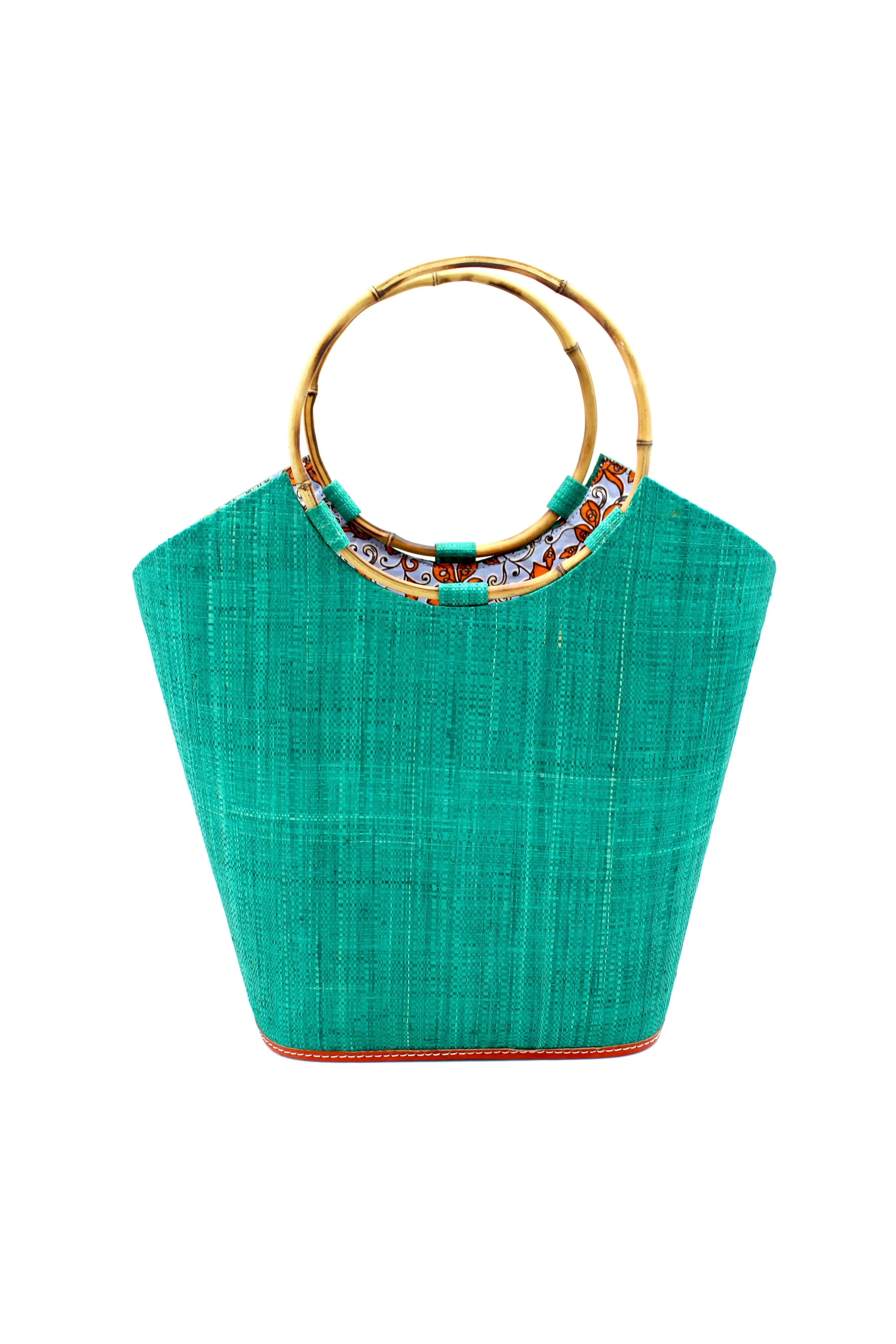 Carmen Straw Bucket Bag with Bamboo Handles