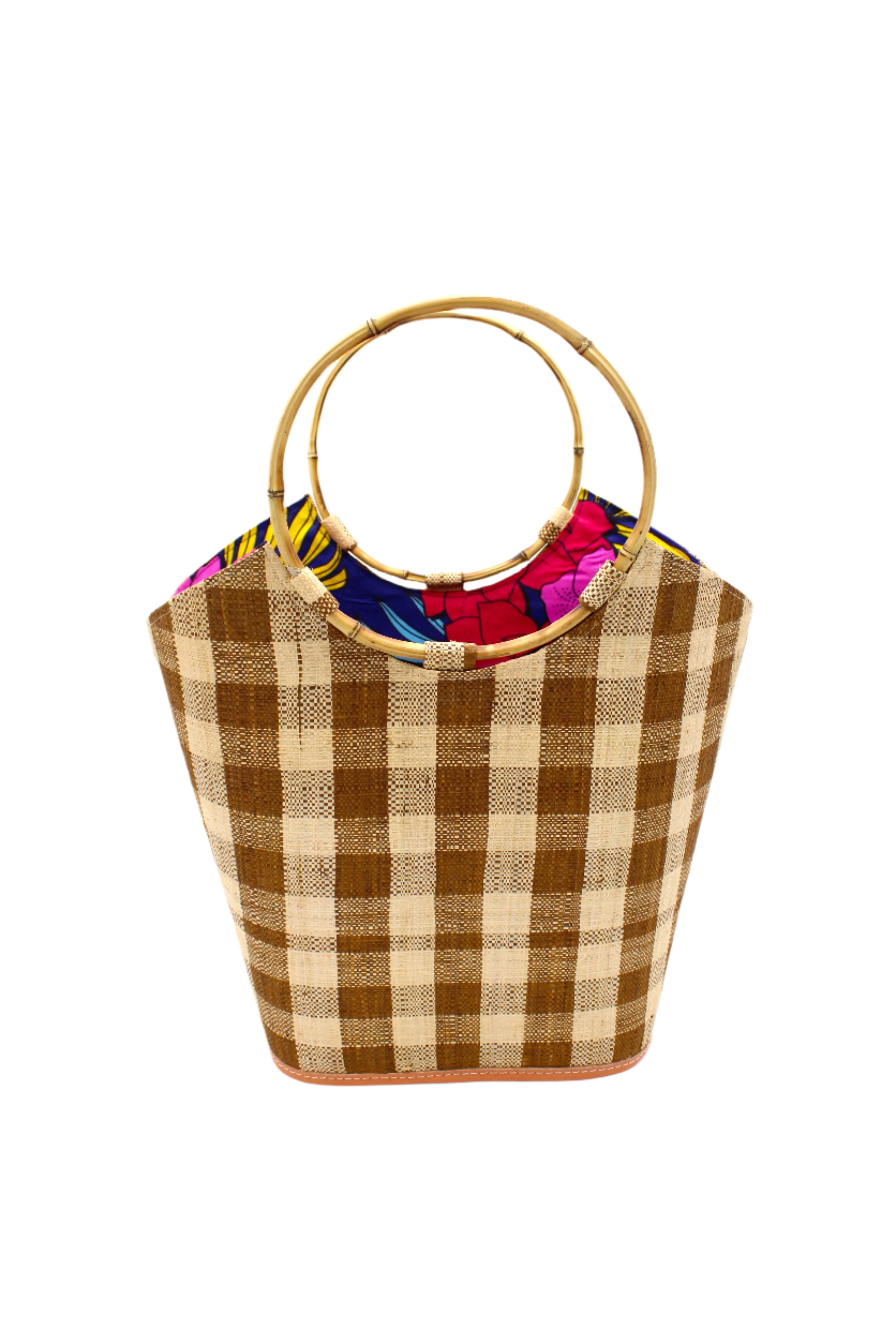 Carmen Straw Bucket Bag with Bamboo Handles