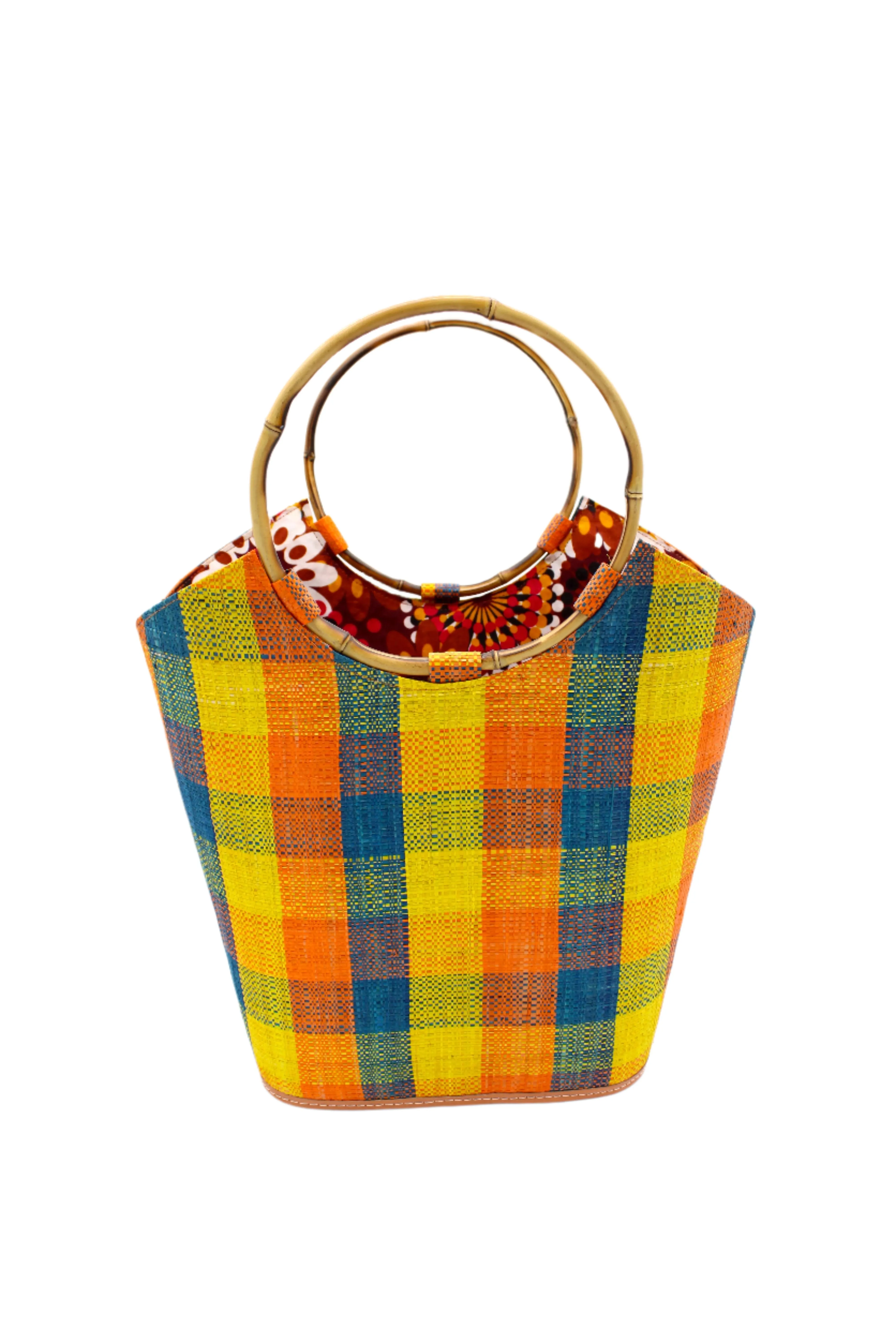 Carmen Straw Bucket Bag with Bamboo Handles