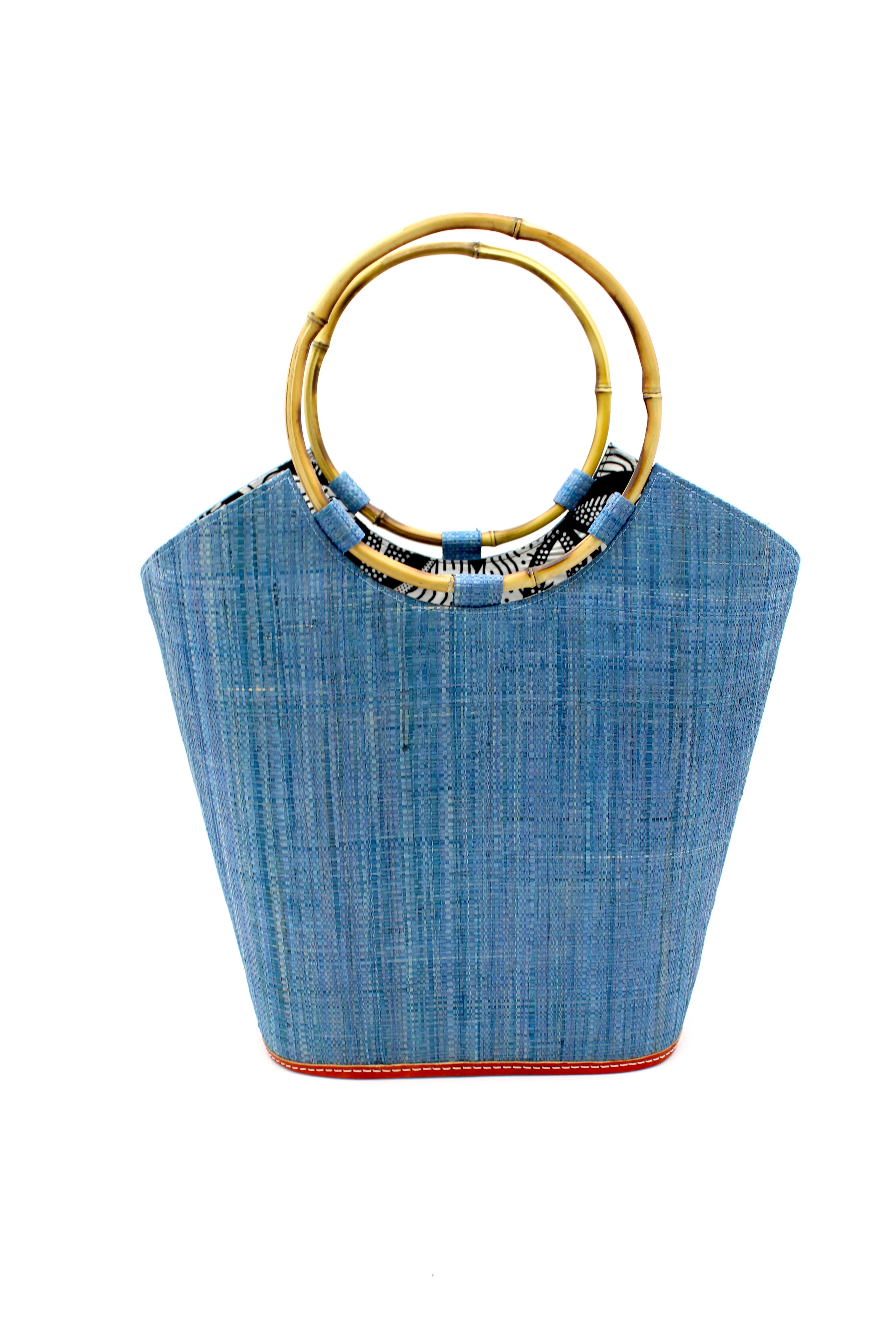 Carmen Straw Bucket Bag with Bamboo Handles