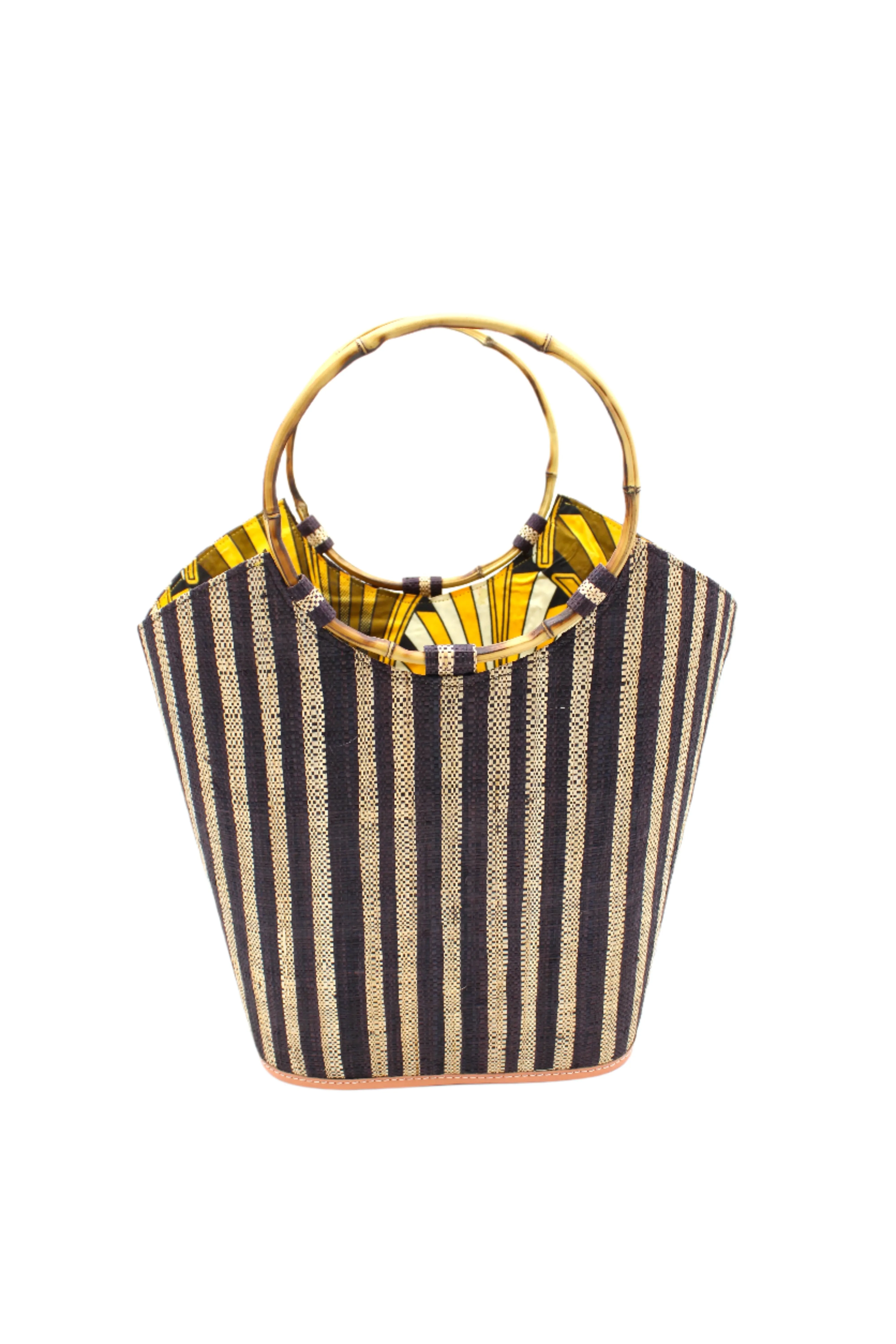 Carmen Straw Bucket Bag with Bamboo Handles