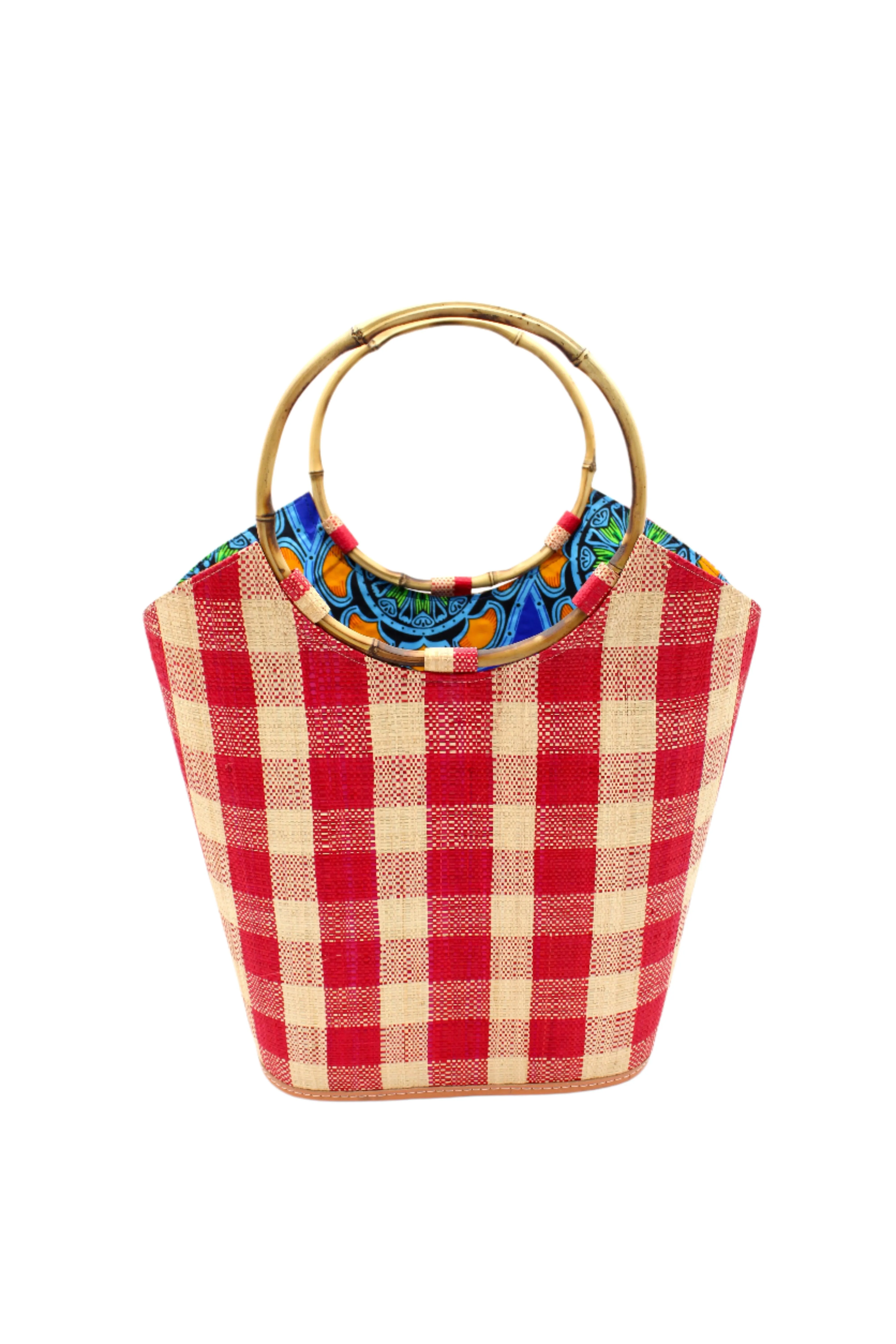 Carmen Straw Bucket Bag with Bamboo Handles
