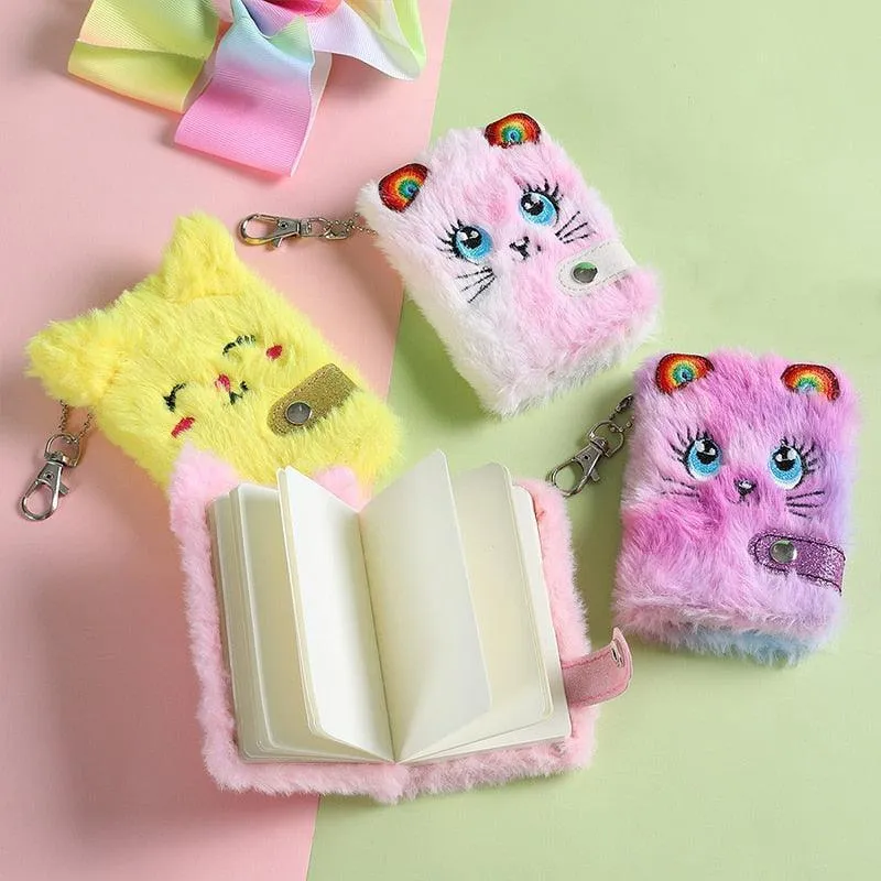 Chic Feline Luxury Duo - Plush Journal & Elegant Keychain Set