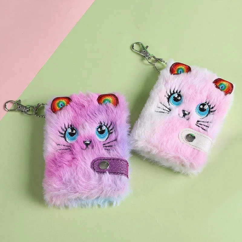 Chic Feline Luxury Duo - Plush Journal & Elegant Keychain Set