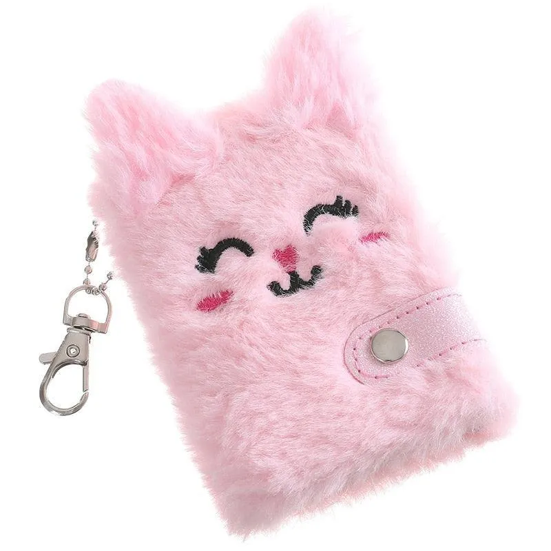 Chic Feline Luxury Duo - Plush Journal & Elegant Keychain Set