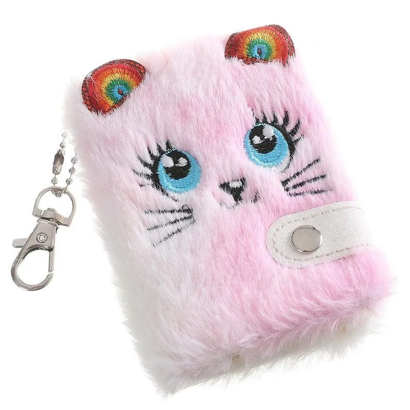 Chic Feline Luxury Duo - Plush Journal & Elegant Keychain Set