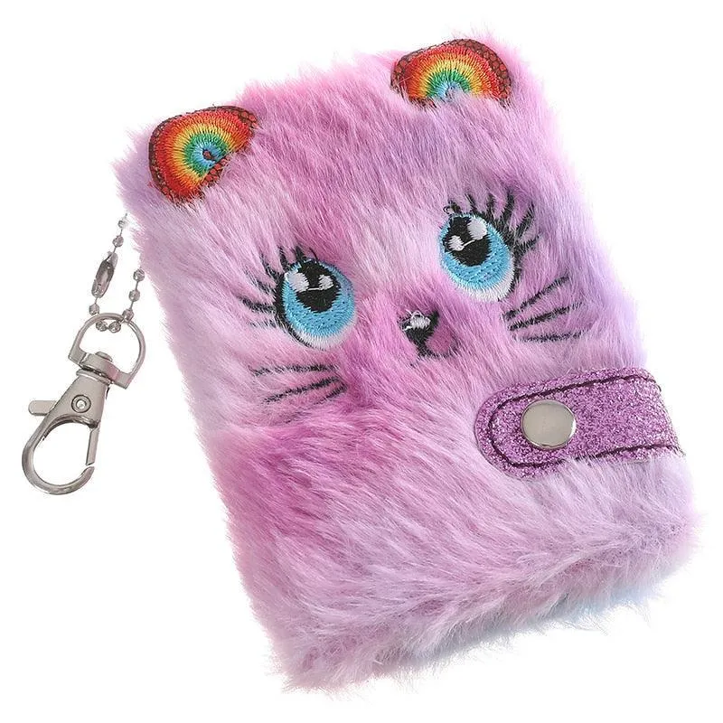 Chic Feline Luxury Duo - Plush Journal & Elegant Keychain Set