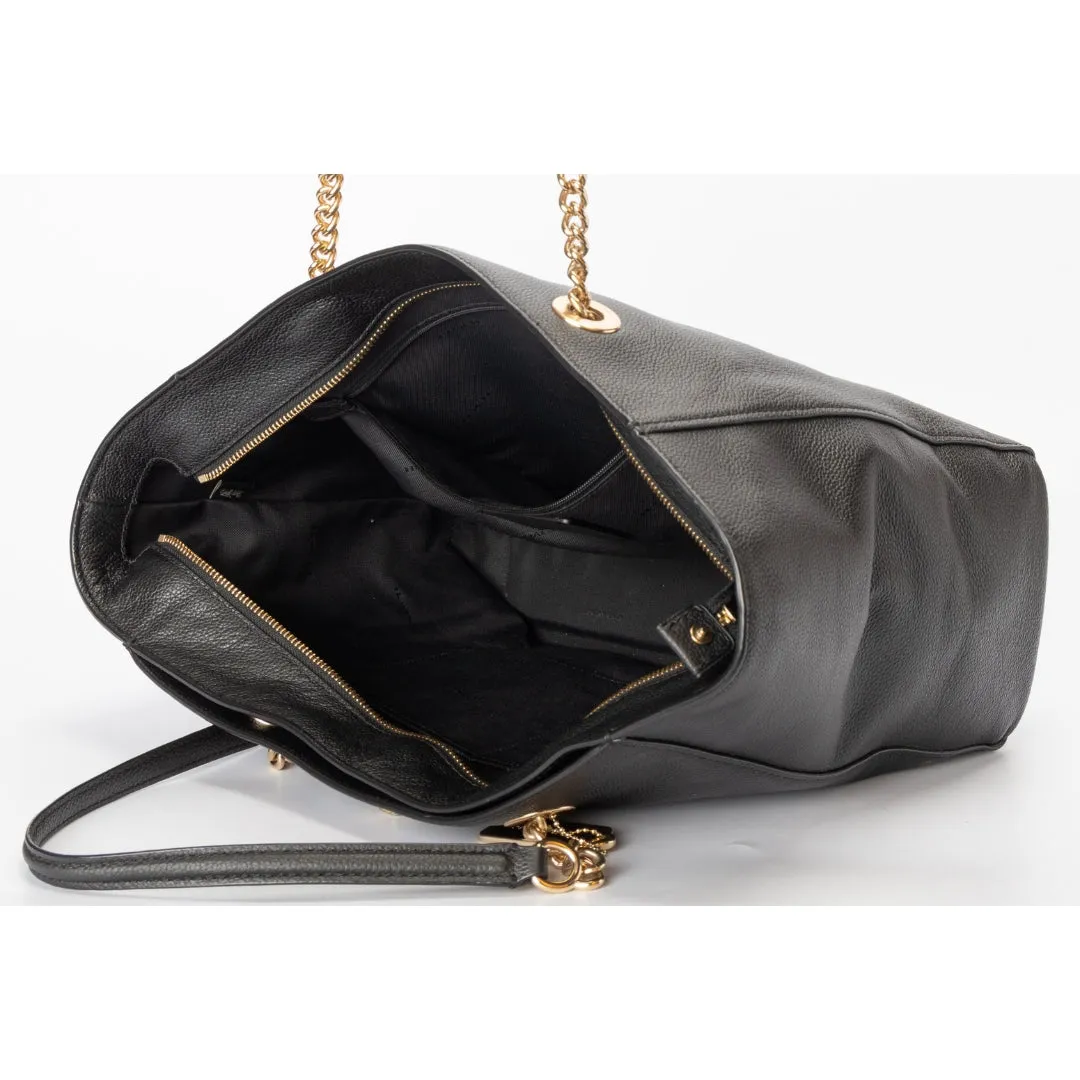 Coach Turnlock Chain Black Tote Bag