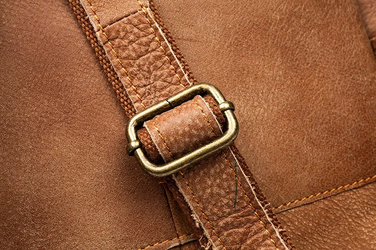 Cool Womens Brown Genuine Leather Backpack Purse Small Rucksack Bags For Women