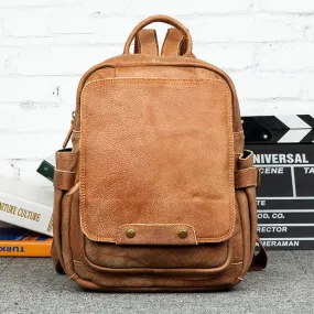Cool Womens Brown Genuine Leather Backpack Purse Small Rucksack Bags For Women