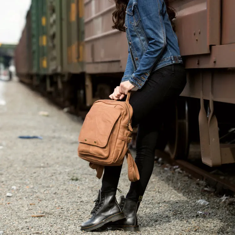 Cool Womens Brown Genuine Leather Backpack Purse Small Rucksack Bags For Women