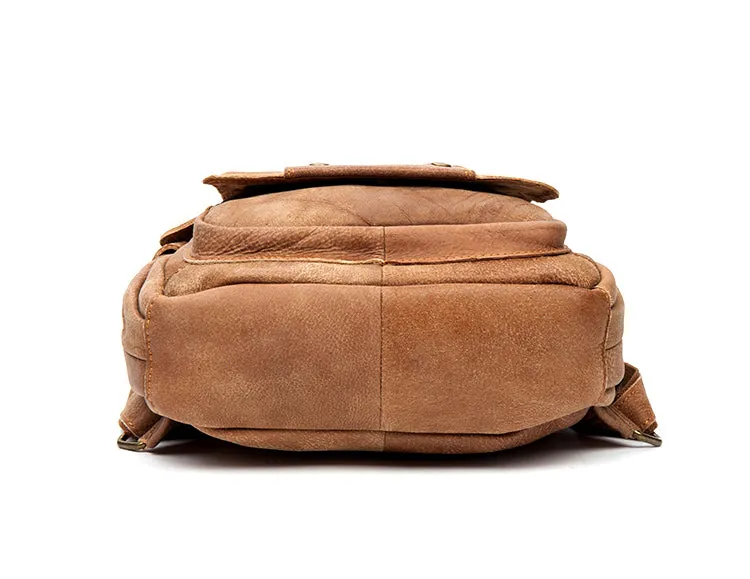 Cool Womens Brown Genuine Leather Backpack Purse Small Rucksack Bags For Women
