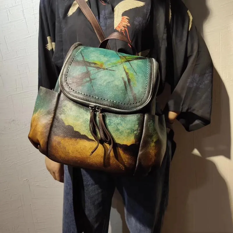 Cool Womens Square Leather Backpack Purse Fashion Bookbag for Women