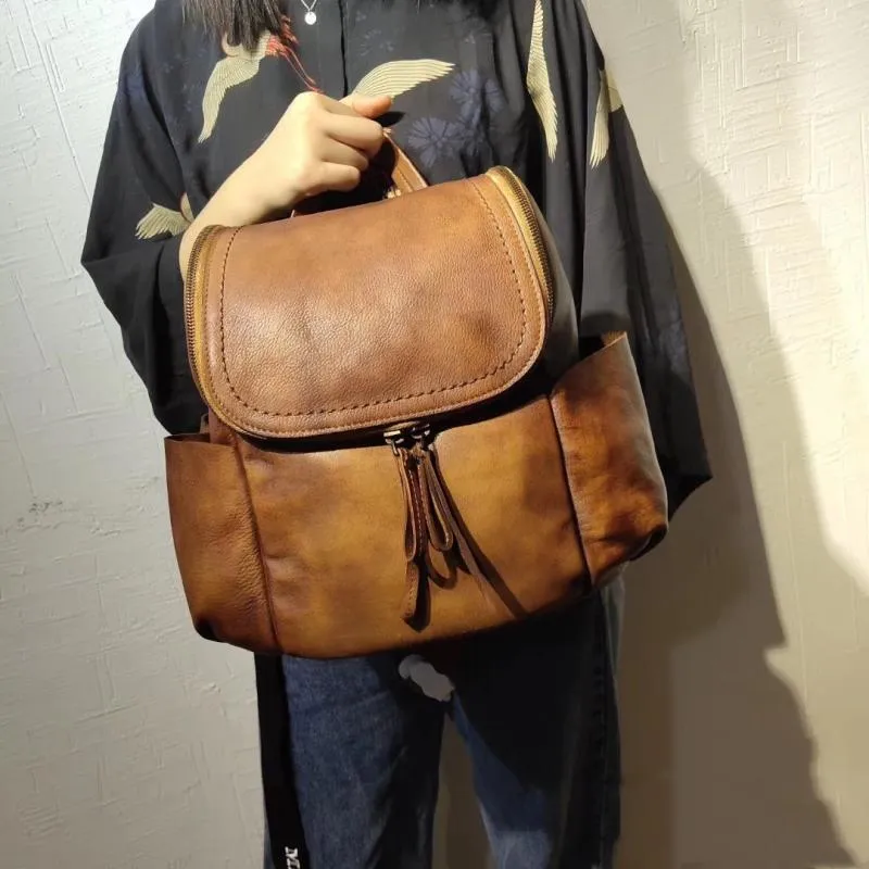 Cool Womens Square Leather Backpack Purse Fashion Bookbag for Women