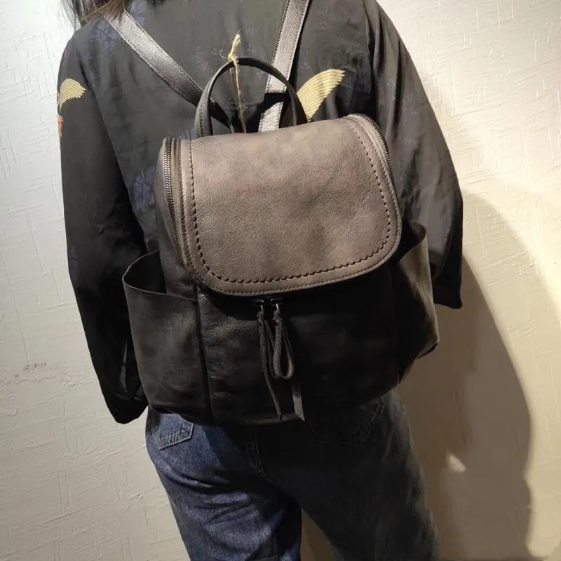 Cool Womens Square Leather Backpack Purse Fashion Bookbag for Women
