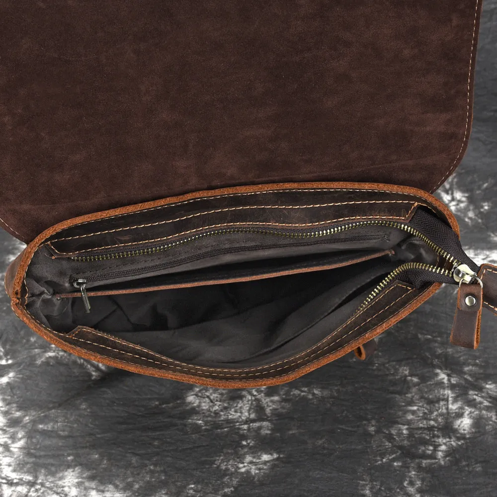 Crazy Horse Leather Backpack Laptop Backpack Travel Backpack Retro Shoulder Messenger Bag