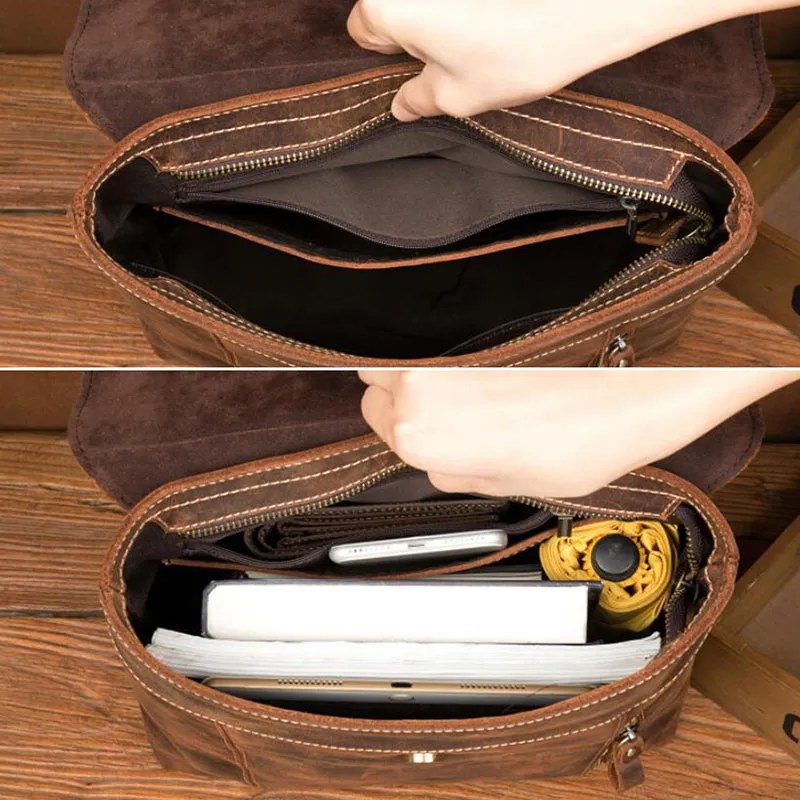 Crazy Horse Leather Backpack Laptop Backpack Travel Backpack Retro Shoulder Messenger Bag