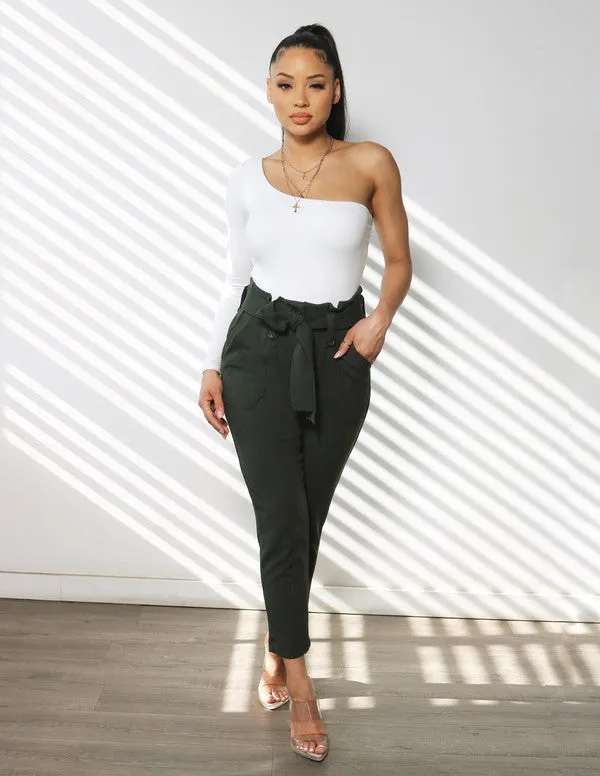 Crepe Paperbag Waist Trousers