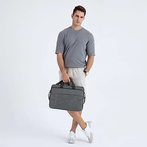 DOMISO 17.3 inch Laptop Bag Business Briefcase Water-resistant Notebook Messenger Shoulder Bag for 17.3" Macbook Pro 17/MSI GS73VR Stealth Pro/Lenovo IdeaPad/HP Envy/ASUS ROG,Grey