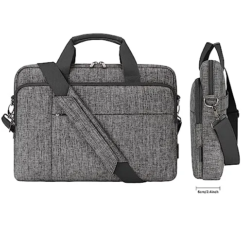 DOMISO 17.3 inch Laptop Bag Business Briefcase Water-resistant Notebook Messenger Shoulder Bag for 17.3" Macbook Pro 17/MSI GS73VR Stealth Pro/Lenovo IdeaPad/HP Envy/ASUS ROG,Grey