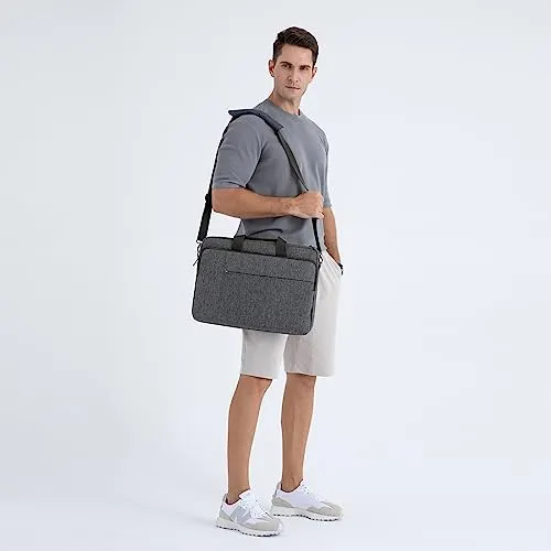 DOMISO 17.3 inch Laptop Bag Business Briefcase Water-resistant Notebook Messenger Shoulder Bag for 17.3" Macbook Pro 17/MSI GS73VR Stealth Pro/Lenovo IdeaPad/HP Envy/ASUS ROG,Grey